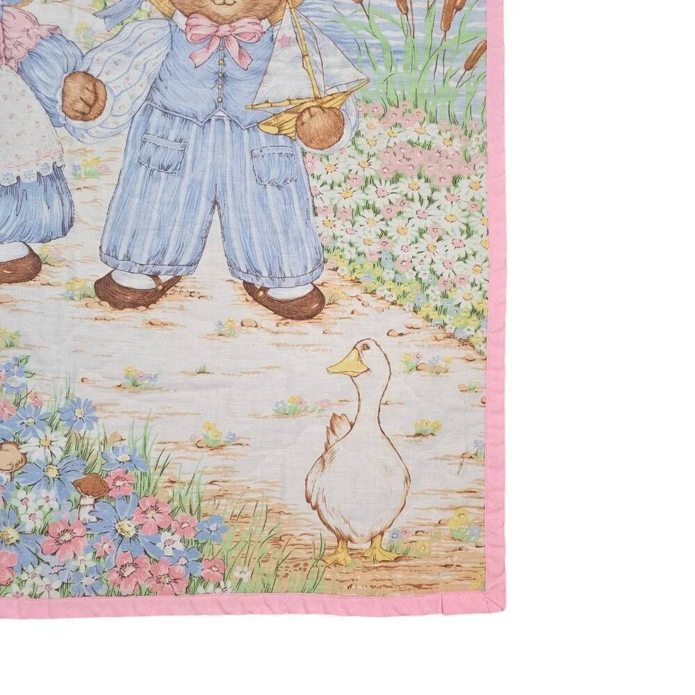 Vintage Storybook Bears Victoria Theodore Baby Quilt‎ Blanket  34